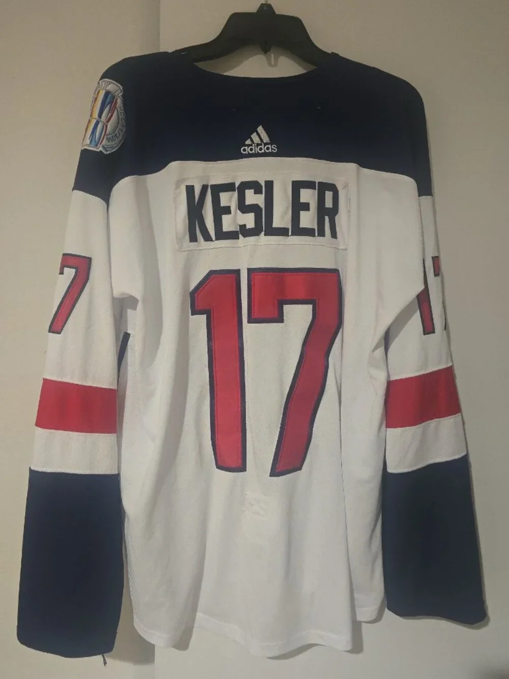 Adidas Team USA 2016 World Cup of Hockey Kesler #17 White Jersey Size M